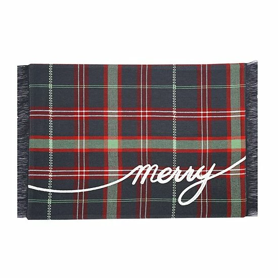 St. Nicholas Square® Merry Embroidered Plaid Placemat 1 St. Nicholas Square® Merry Embroidered Plaid Placemat