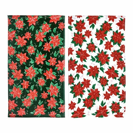 St. Nicholas Square® Poinsettia Kitchen Towel 2-pk. 3 St. Nicholas Square® Poinsettia Kitchen Towel 2-pk. - Image 3