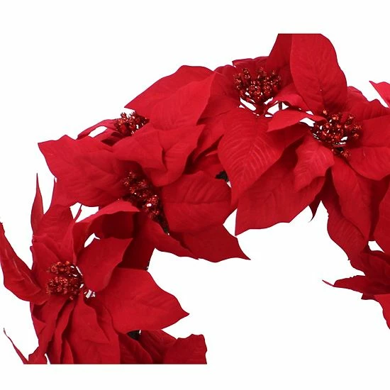 St. Nicholas Square® Artificial Red Poinsettia Wreath 3 St. Nicholas Square® Artificial Red Poinsettia Wreath - Image 3