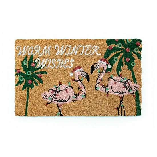 St. Nicholas Square® Flamingo Holiday 18'' X 30'' Coir Doormat 1 St. Nicholas Square® Flamingo Holiday 18'' X 30'' Coir Doormat