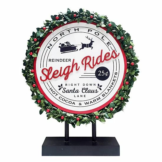 St. Nicholas Square® LED Enamel Metal Sleigh Ride Table Decor 2 St. Nicholas Square® LED Enamel Metal Sleigh Ride Table Decor - Image 2