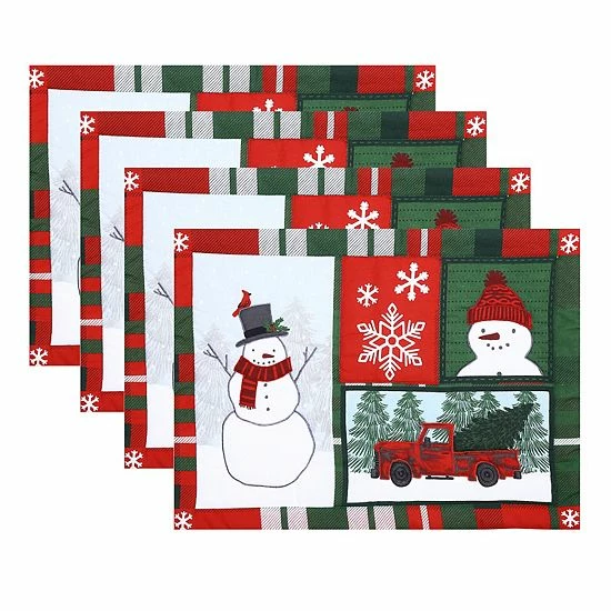 St. Nicholas Square® Faux-Applique Snowman Placemat 4-pk. 1 St. Nicholas Square® Faux-Applique Snowman Placemat 4-pk.