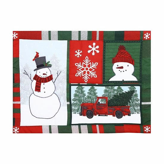 St. Nicholas Square® Faux-Applique Snowman Placemat 4-pk. 2 St. Nicholas Square® Faux-Applique Snowman Placemat 4-pk. - Image 2