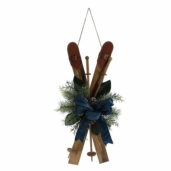 St. Nicholas Square® Wooden Skis Wall Decor 2 St. Nicholas Square® Wooden Skis Wall Decor - Image 2
