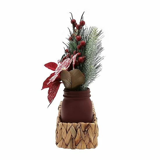 St. Nicholas Square® Artificial Poinsettia Mason Jar Table Decor 2 St. Nicholas Square® Artificial Poinsettia Mason Jar Table Decor - Image 2