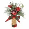 St. Nicholas Square® Artificial Snow Red Floral Stack Table Decor