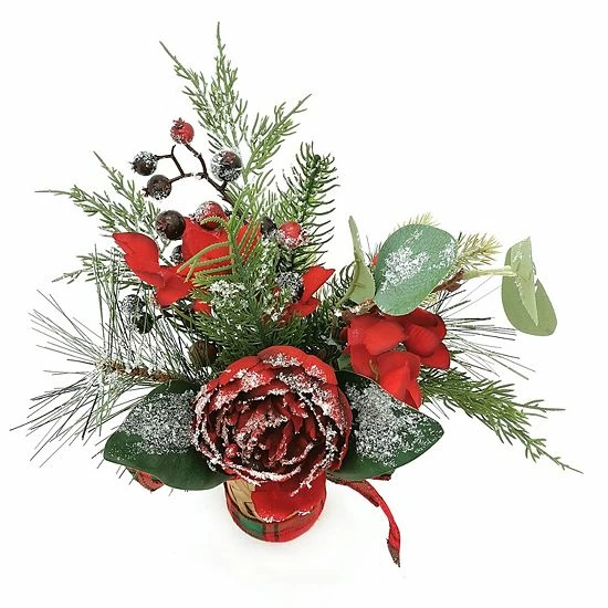 St. Nicholas Square® Artificial Snow Red Floral Stack Table Decor 4 St. Nicholas Square® Artificial Snow Red Floral Stack Table Decor - Image 4