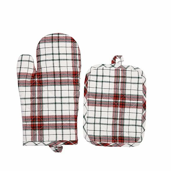 St. Nicholas Square® Farmhouse Plaid Oven Mitt & Pot Holder Set 1 St. Nicholas Square® Farmhouse Plaid Oven Mitt & Pot Holder Set