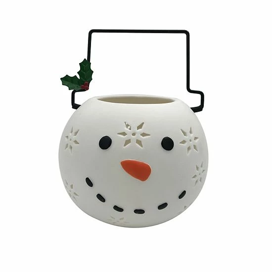 St. Nicholas Square® Ceramic LED Snowman Lantern 2 St. Nicholas Square® Ceramic LED Snowman Lantern - Image 2