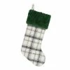 St. Nicholas Square® Green Plaid Stocking With Faux Fur Cuff