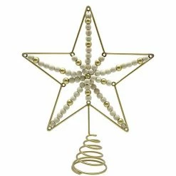 St. Nicholas Square® Iron Wire Star With Pinewood Beads Tree Topper