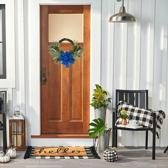 St. Nicholas Square® Asymmetrical Artificial Greenery Wreath 2 St. Nicholas Square® Asymmetrical Artificial Greenery Wreath - Image 2