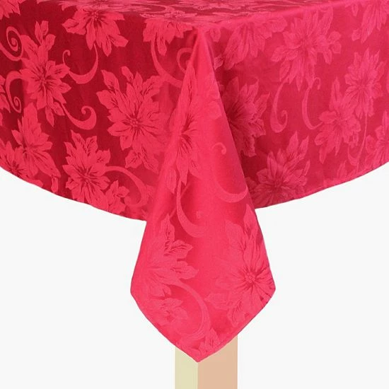 St. Nicholas Square® Poinsettia Jacquard Tablecloth 1 St. Nicholas Square® Poinsettia Jacquard Tablecloth