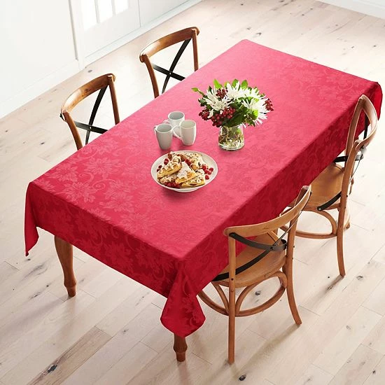 St. Nicholas Square® Poinsettia Jacquard Tablecloth 2 St. Nicholas Square® Poinsettia Jacquard Tablecloth - Image 2