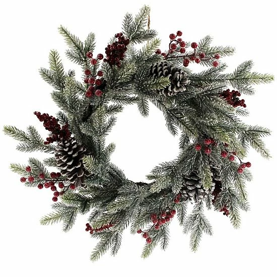 St. Nicholas Square® Flocked Artificial Pine Berry Wreath 1 St. Nicholas Square® Flocked Artificial Pine Berry Wreath