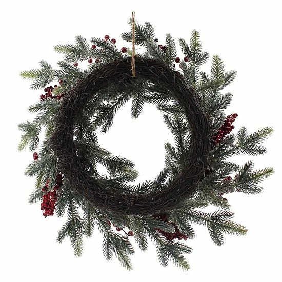 St. Nicholas Square® Flocked Artificial Pine Berry Wreath 2 St. Nicholas Square® Flocked Artificial Pine Berry Wreath - Image 2