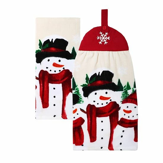 St. Nicholas Square® Yuletide Snowman Tie-Top Kitchen Towel 2-pk. 1 St. Nicholas Square® Yuletide Snowman Tie-Top Kitchen Towel 2-pk.