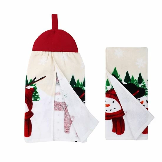 St. Nicholas Square® Yuletide Snowman Tie-Top Kitchen Towel 2-pk. 2 St. Nicholas Square® Yuletide Snowman Tie-Top Kitchen Towel 2-pk. - Image 2