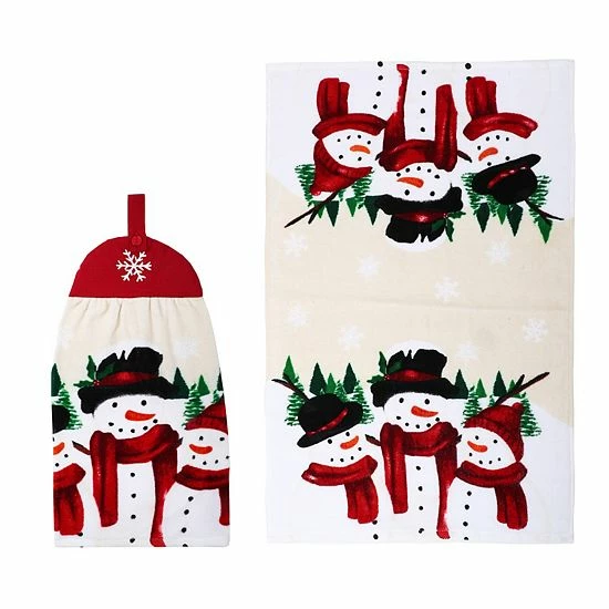 St. Nicholas Square® Yuletide Snowman Tie-Top Kitchen Towel 2-pk. 3 St. Nicholas Square® Yuletide Snowman Tie-Top Kitchen Towel 2-pk. - Image 3