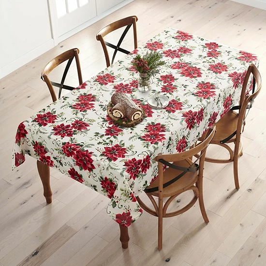 St. Nicholas Square® Painted Poinsettia Tablecloth 2 St. Nicholas Square® Painted Poinsettia Tablecloth - Image 2