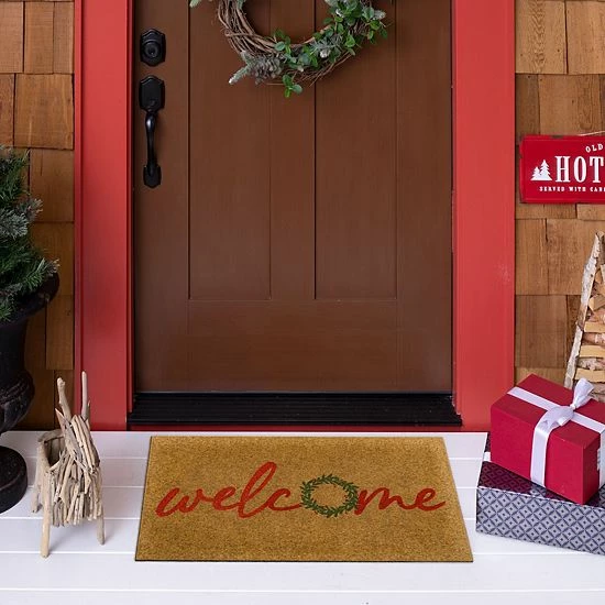 St. Nicholas Square® Holiday Welcome Wreath 18'' X 30'' Doormat 2 St. Nicholas Square® Holiday Welcome Wreath 18'' X 30'' Doormat - Image 2