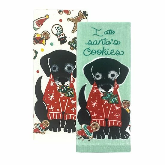 St. Nicholas Square® Dog Santas Cookies Kitchen Towel 2-pk. 1 St. Nicholas Square® Dog Santas Cookies Kitchen Towel 2-pk.