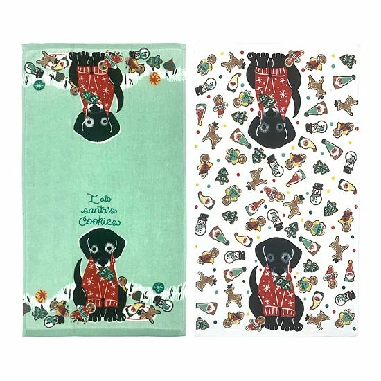 St. Nicholas Square® Dog Santas Cookies Kitchen Towel 2-pk. 3 St. Nicholas Square® Dog Santas Cookies Kitchen Towel 2-pk. - Image 3