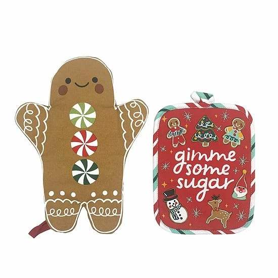 St. Nicholas Square® Gingerbread Oven Mitt & Pot Holder Set 1 St. Nicholas Square® Gingerbread Oven Mitt & Pot Holder Set