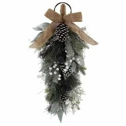 St. Nicholas Square® Flocked Artificial Berry Pine Pinecone Teardrop Wall Decor