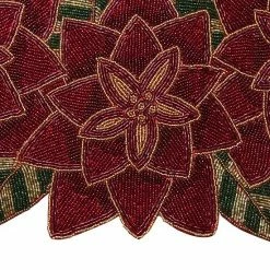 St. Nicholas Square® Beaded Poinsettia Table Runner - 36" -St. Nicholas Square Shop unnamed file 637