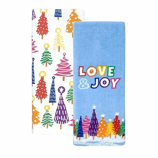 St. Nicholas Square® Love & Joy Rainbow Trees Kitchen Towel 2-pk. 1 St. Nicholas Square® Love & Joy Rainbow Trees Kitchen Towel 2-pk.
