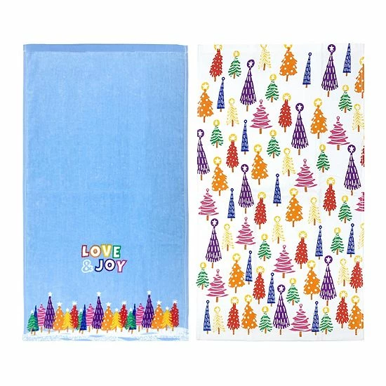 St. Nicholas Square® Love & Joy Rainbow Trees Kitchen Towel 2-pk. 3 St. Nicholas Square® Love & Joy Rainbow Trees Kitchen Towel 2-pk. - Image 3