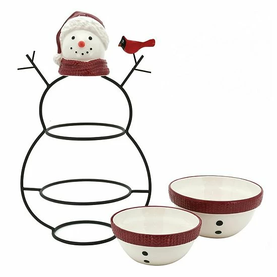 St. Nicholas Square® Yuletide Snowman 2-Tier Server 2 St. Nicholas Square® Yuletide Snowman 2-Tier Server - Image 2