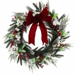St. Nicholas Square® Artificial White Red Berry Greenery Wreath