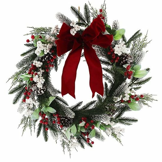 St. Nicholas Square® Artificial White Red Berry Greenery Wreath 1 St. Nicholas Square® Artificial White Red Berry Greenery Wreath