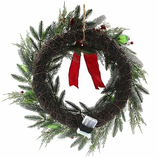 St. Nicholas Square® Artificial White Red Berry Greenery Wreath 3 St. Nicholas Square® Artificial White Red Berry Greenery Wreath - Image 3