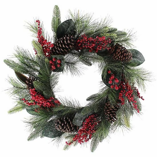 St. Nicholas Square® Artificial Magnolia Holly Berry Wreath 1 St. Nicholas Square® Artificial Magnolia Holly Berry Wreath