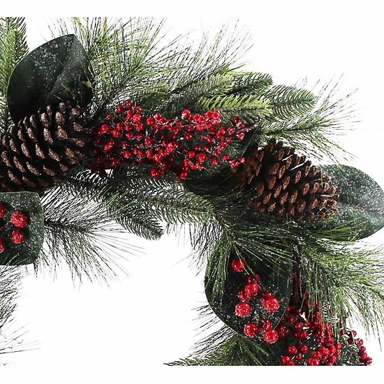 St. Nicholas Square® Artificial Magnolia Holly Berry Wreath 3 St. Nicholas Square® Artificial Magnolia Holly Berry Wreath - Image 3