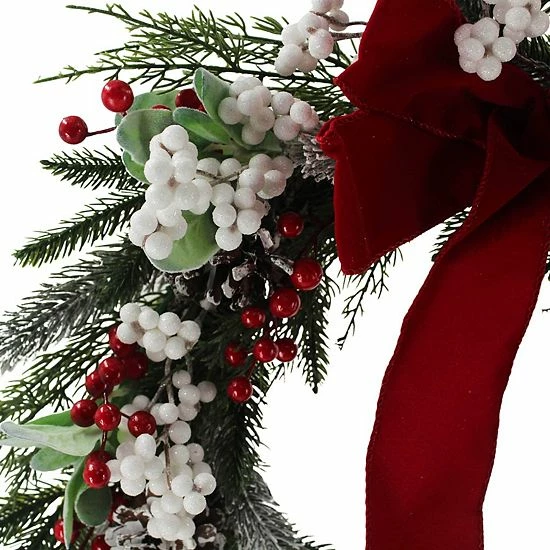 St. Nicholas Square® Artificial White Red Berry Greenery Wreath 4 St. Nicholas Square® Artificial White Red Berry Greenery Wreath - Image 4