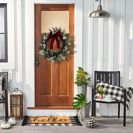 St. Nicholas Square® Artificial White Red Berry Greenery Wreath 5 St. Nicholas Square® Artificial White Red Berry Greenery Wreath - Image 5