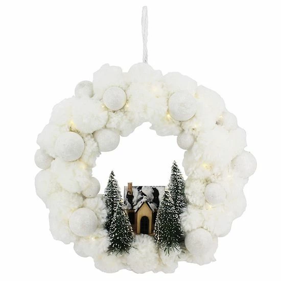 St. Nicholas Square® LED Pom Pom Wreath 2 St. Nicholas Square® LED Pom Pom Wreath - Image 2