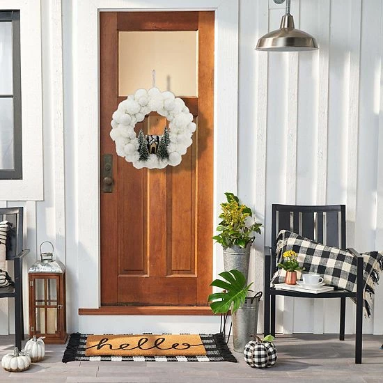 St. Nicholas Square® LED Pom Pom Wreath 5 St. Nicholas Square® LED Pom Pom Wreath - Image 5