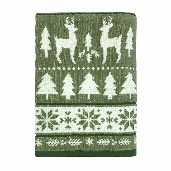 St. Nicholas Square® Fairisle Deer Bath Towel 1 St. Nicholas Square® Fairisle Deer Bath Towel