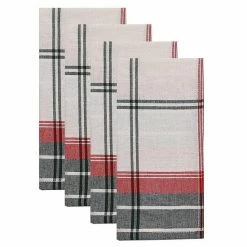 St. Nicholas Square® White Farmhouse Plaid Dinner Napkin 4-pk.