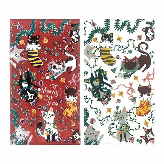 St. Nicholas Square® Meowy Catmas Cat Kitchen Towel 2-pk. 3 St. Nicholas Square® Meowy Catmas Cat Kitchen Towel 2-pk. - Image 3